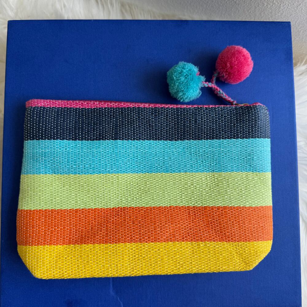 Shiraleah Woven Colorful Rainbow Lightweight Makeup Beach Clutch Purse